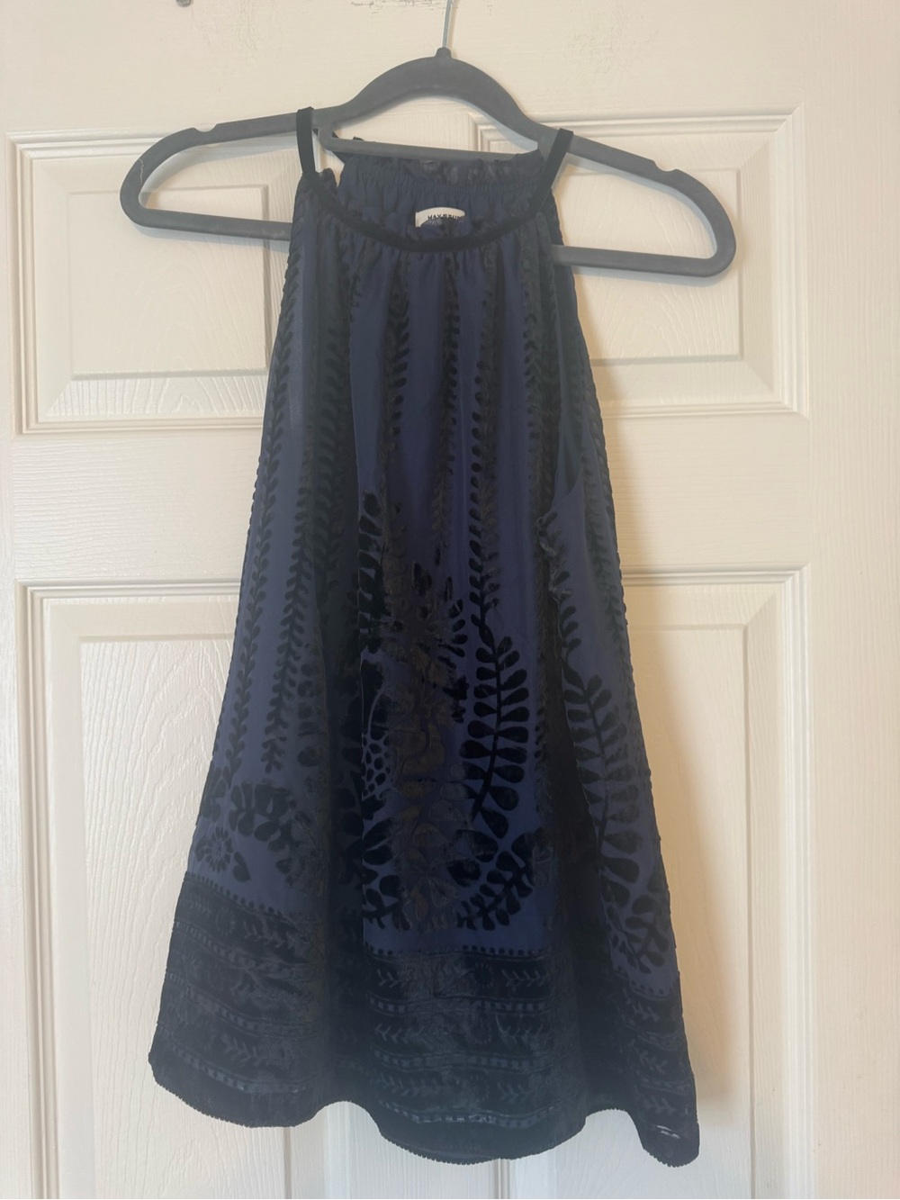 Max Studio Halter top with Velvet Floral Detail Sz S